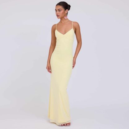Slim-fit Contrast Colors Backless Sling Dress - Image 8