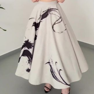 Vintage Three-layer Tulle Print Skirt