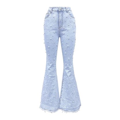 All-match Stretch Micro-nail Pearl Jeans - Image 2