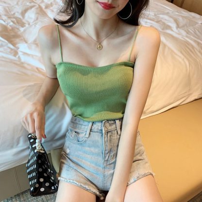 Knitted Spaghetti Straps Outerwear Slimming Inner Vest - Image 9