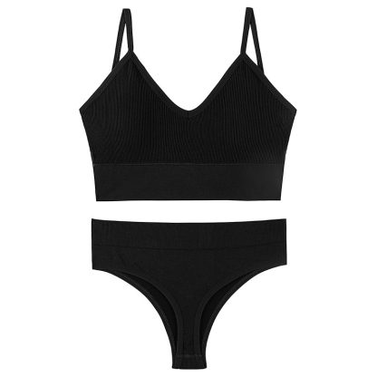 Thin -steel -free Rim Sports Suspender Vest French Triangle Cup Bar & Panties Two Piece Lingerie Set - Image 7