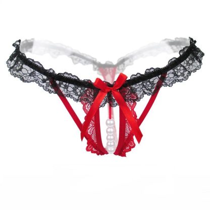 Pearl panties thong women seamless beaded ladies lace - Image 2