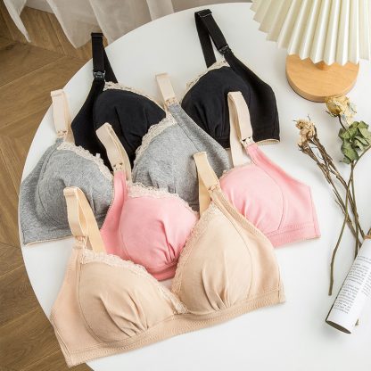 Adjustment Push Up Cotton Pregnant Women Front Buckle Large Size Nursing Bra - Image 3