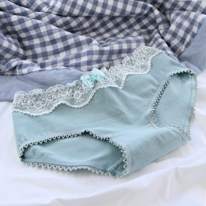 Vintage Lace Trim Gray Black Ladies Panties Cotton Cute Cotton Crotch Ladies Panties - Image 8