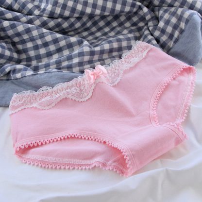 Vintage Lace Trim Gray Black Ladies Panties Cotton Cute Cotton Crotch Ladies Panties - Image 2