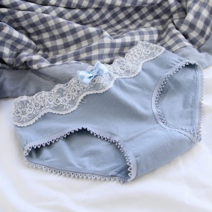 Vintage Lace Trim Gray Black Ladies Panties Cotton Cute Cotton Crotch Ladies Panties - Image 7