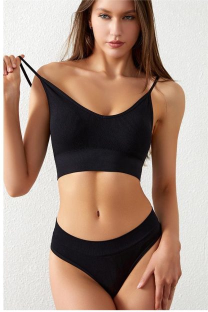 Thin -steel -free Rim Sports Suspender Vest French Triangle Cup Bar & Panties Two Piece Lingerie Set - Image 3