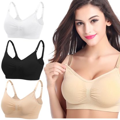 3pcs No Steel Ring Front Buckle Seamless Large Size Breastfeeding Bra Breastfeeding Adjustment Gather Postpartum Breastfeeding Bra Underwear - Image 4