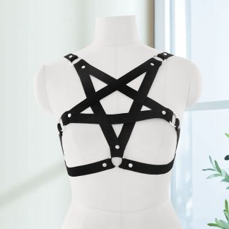 Bar Performance Costume Goth Bra Elastic Strap Body Chain Drawstring