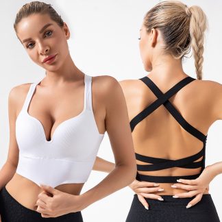 Sports Underwear Women's Summer Shockproof High Strength One-piece Vest Running Yoga Fitness Fixed Cup Bra