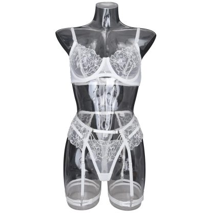 Chain Flower Embroidered Underwear Bra Set Female - Image 7