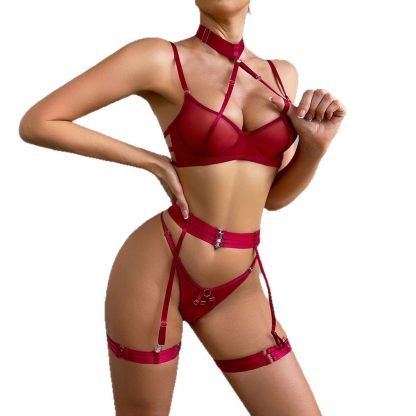 See-through Halter Bra Four-piece Set For Women - Image 5