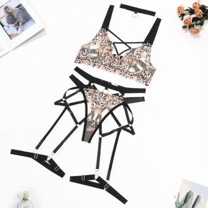 Leopard Embroidery Steel Ring Push Up Sexy Underwear Sexy Suit - Image 5