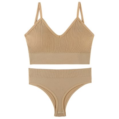 Thin -steel -free Rim Sports Suspender Vest French Triangle Cup Bar & Panties Two Piece Lingerie Set - Image 8