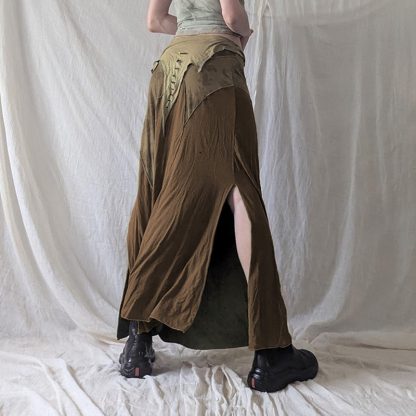 Retro Irregular Patchwork Stitching Long Fish Tail Split Skirt - Image 4