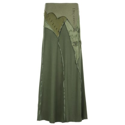 Retro Irregular Patchwork Stitching Long Fish Tail Split Skirt - Image 5