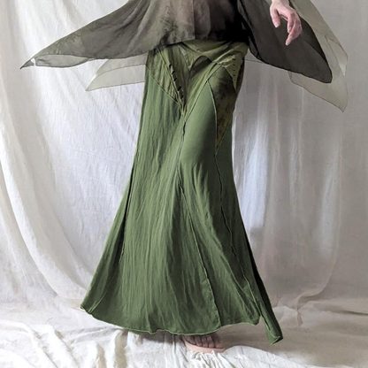 Retro Irregular Patchwork Stitching Long Fish Tail Split Skirt - Image 2