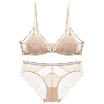 French Lace Underwear Women's Sexy Eyelash Wireless Bra Thin Cotton Triangle Cup - Image 8