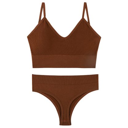 Thin -steel -free Rim Sports Suspender Vest French Triangle Cup Bar & Panties Two Piece Lingerie Set - Image 9