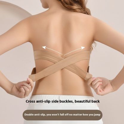 Women's Strapless Cross Side Buckle Non-slip Band Ice Ribbon Chest Pad - Image 2