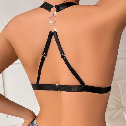 Triangle Cup Halter Chain Fine Circle Thin Strap Adjustable Bra - Image 3