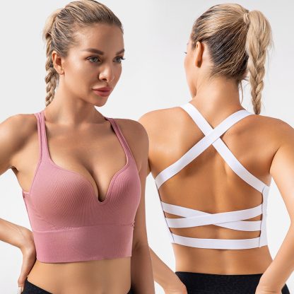 Sports Underwear Women's Summer Shockproof High Strength One-piece Vest Running Yoga Fitness Fixed Cup Bra - Image 4