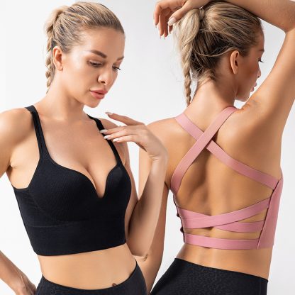 Sports Underwear Women's Summer Shockproof High Strength One-piece Vest Running Yoga Fitness Fixed Cup Bra - Image 3