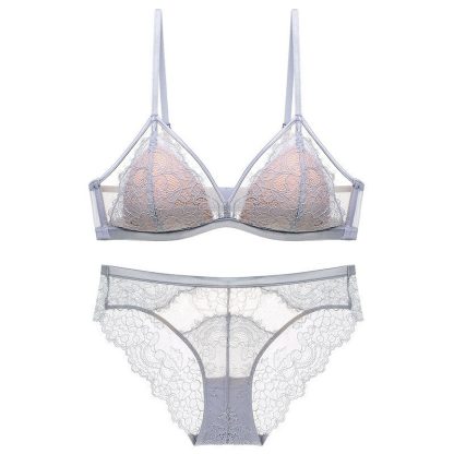 French Lace Underwear Women's Sexy Eyelash Wireless Bra Thin Cotton Triangle Cup - Image 6