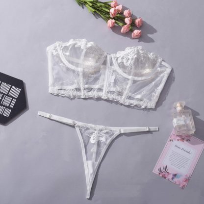 Women's Fashion Embroidery Brassiere Steel Ring Underwear Two-piece - Image 9