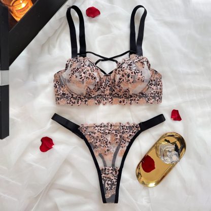 Leopard Embroidery Steel Ring Push Up Sexy Underwear Sexy Suit - Image 6